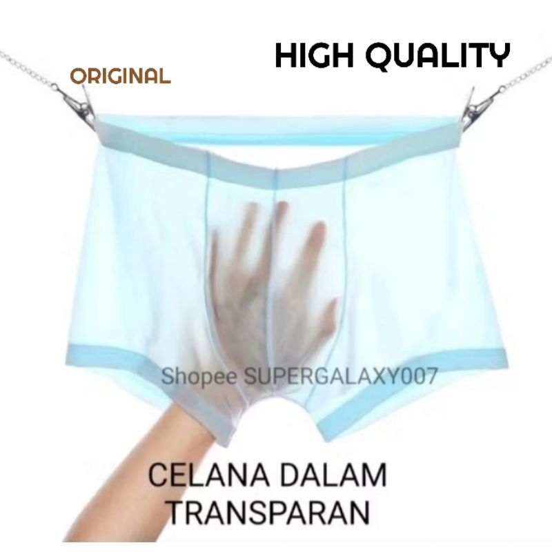 Celana Dalam Pria Transparan Mi Ice Silk Men Underwear Super Tipis Ultra thin Boxer Pria Boxer cowok