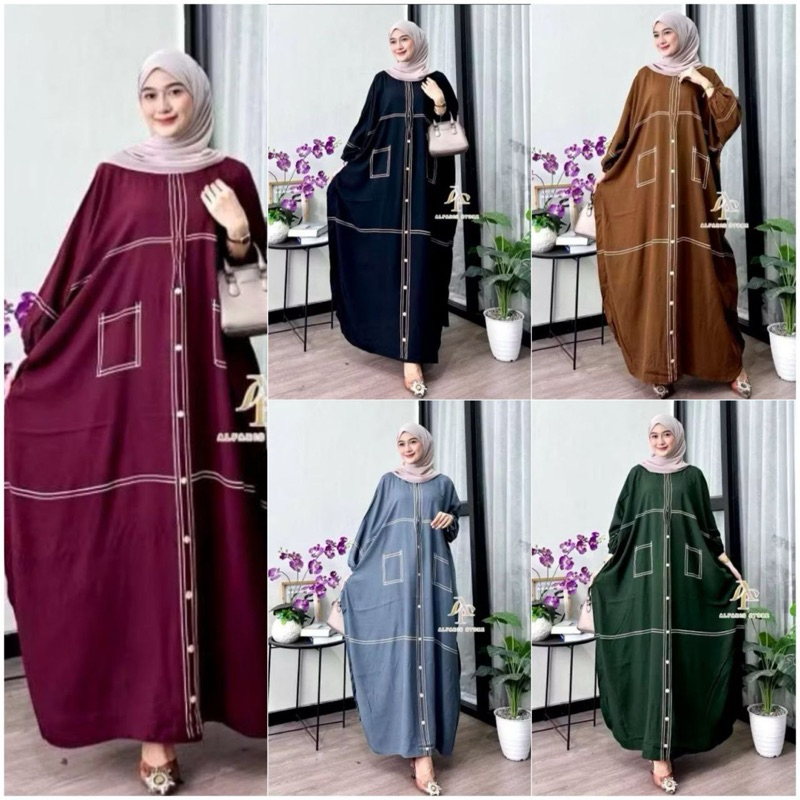 KAFTAN MOTIF SAKU KOTAK-KOTAK TERBARU TERMURAH VIRAL KEKINIAN LD 180 BAHAN RAYON PREMIUM
