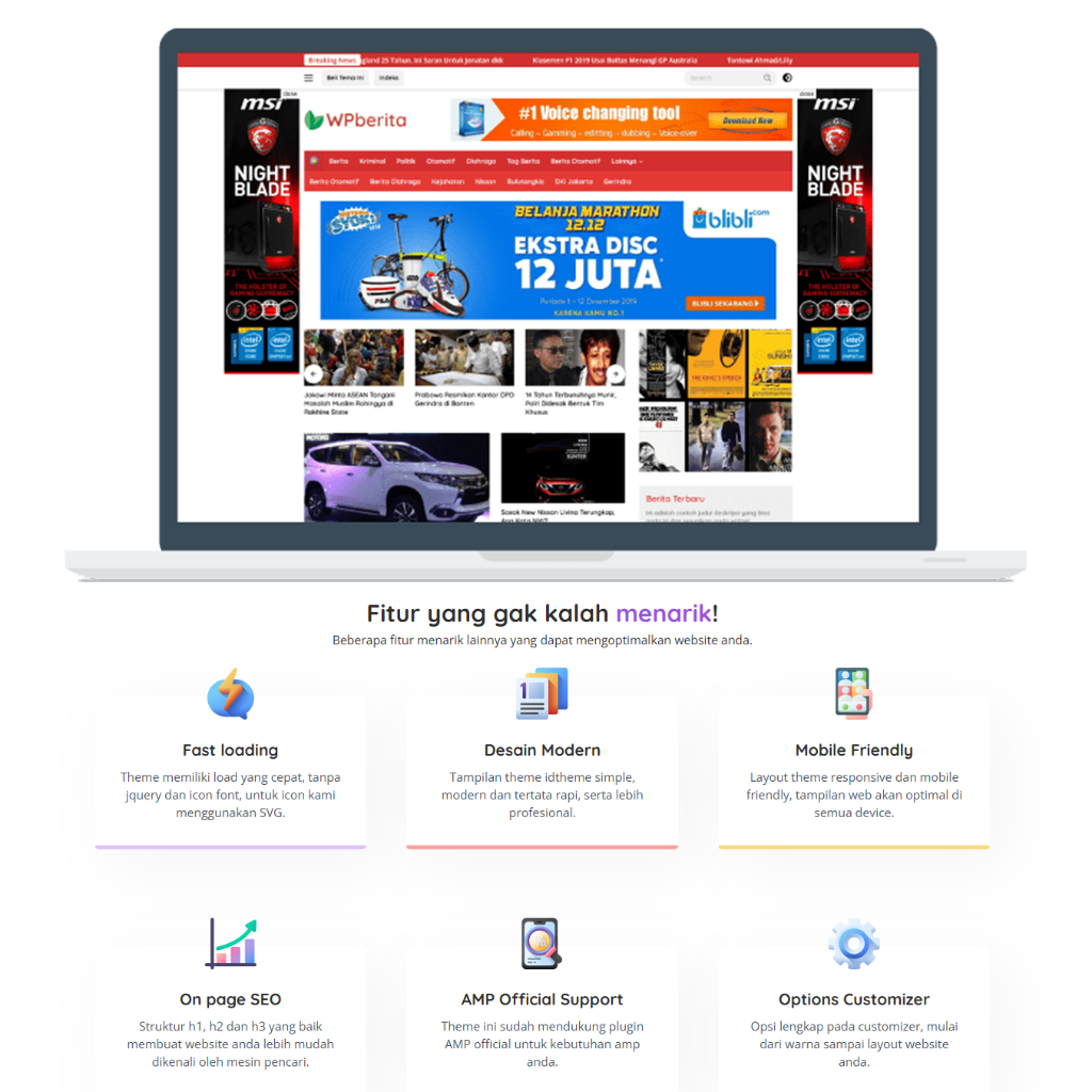 Wp Berita Theme Wordpress Lisensi Original - Theme Khusus untuk Blog dan Berita Mobile Friendly