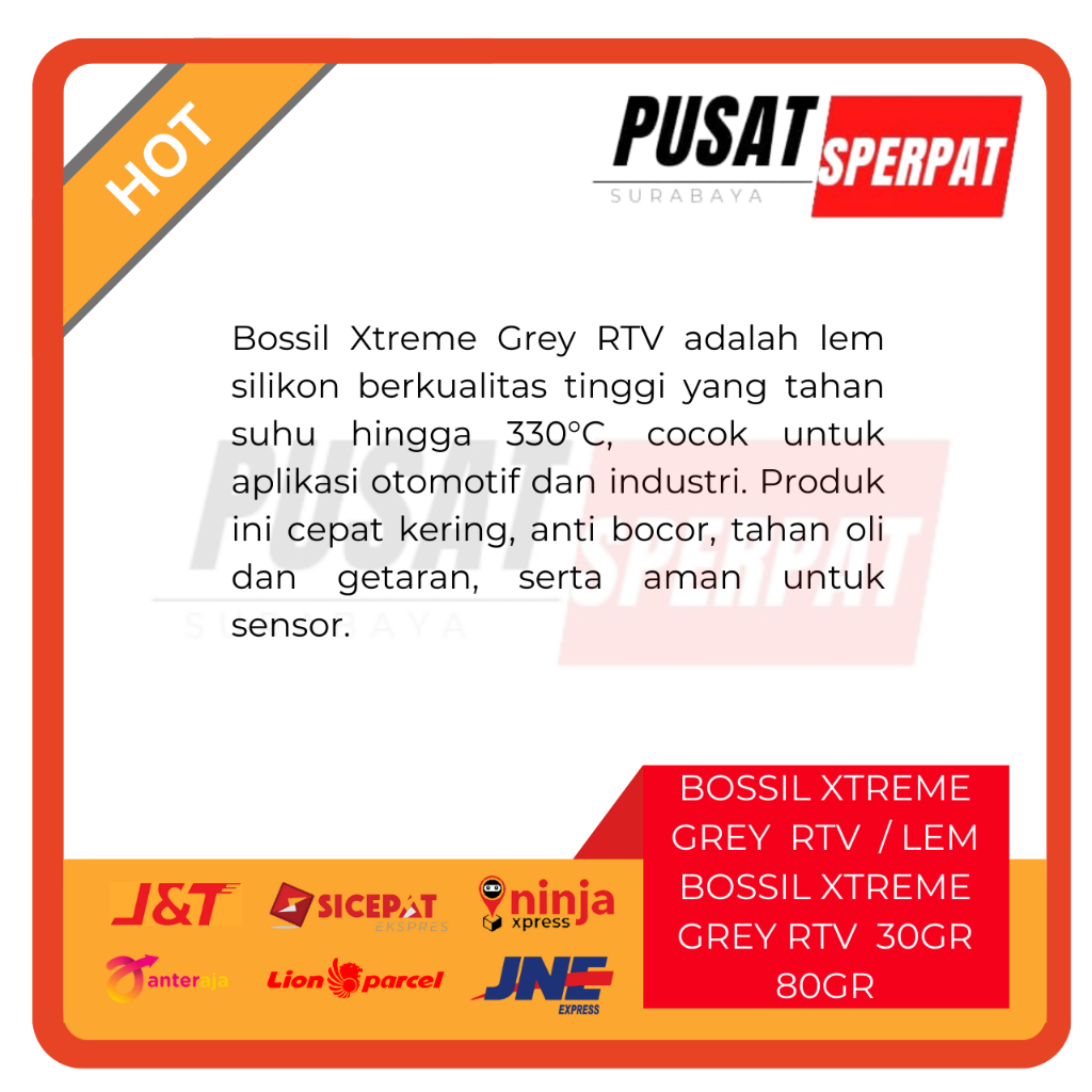 BOSSIL – (38Gr, 85gr )LEM BOSSIL XTREME GREY RTV KUAT TAHAN PANAS UNTUK MESIN DAN GASKET 38 GRAM 85 GRAM
