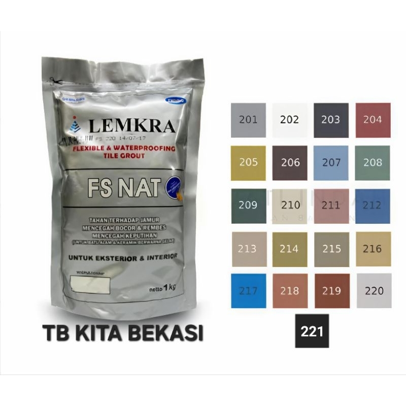 Lemkra Fs Nat / Semen Nat Warna Lemkra / Semen Pengisi Rongga Keramik Batu Alam Granit Warna / Semen