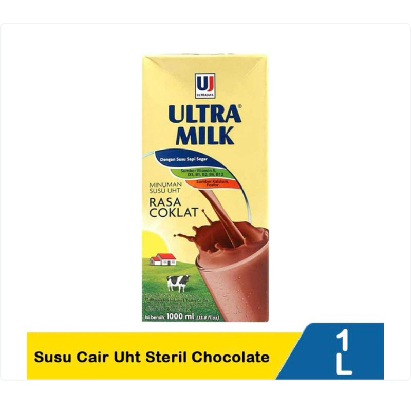 

Ultra Susu Cair UHT Steril Full Cream & Coklat 1000Ml