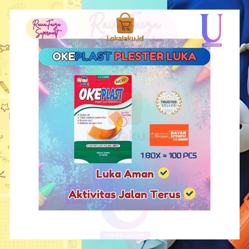 Plester Luka Okeplast Isi 100 pcs – Anti Air dan Tidak Menempel di Luka Harga 1 Box Cocok untuk P3K