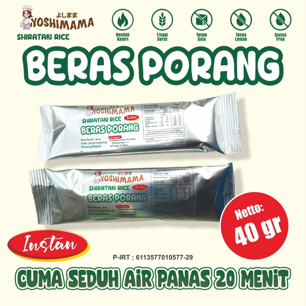 

Yoshimama Beras Porang Instan/Beras Shirataki/Konjac Rice/Beras Diet/Beras Rendah Kalori/Beras Rendah Karbohidrat/Beras Keto/Beras Sehat/Pengganti Nasi Putih/Beras Rendah Gula/Makanan Diabetes