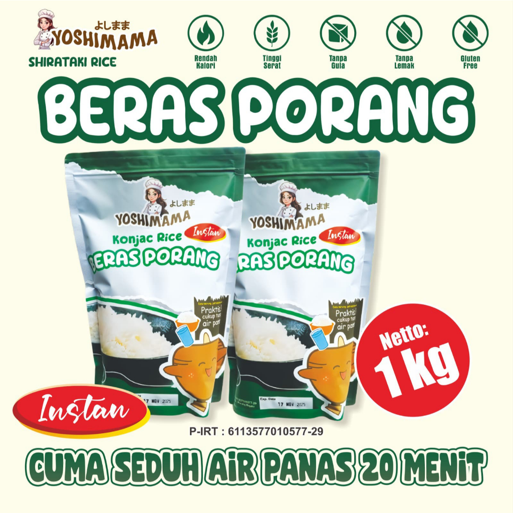 

Yoshimama Beras Porang Instan/Beras Shirataki/Konjac Rice/Beras Diet/Beras Diabetes/Beras Sehat/Beras Rendah Kalori/Beras Rendah Karbohidrat/Makanan Bebas Gluten/Beras Nol Gula/Beras Siap Saji & Praktis/Beras Tinggi Serat