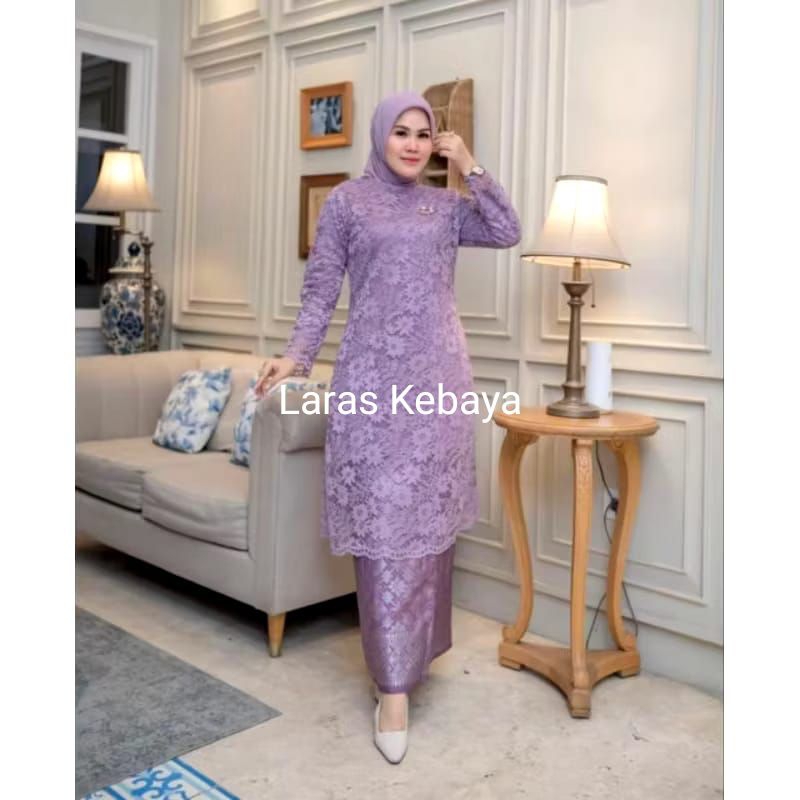 YZ4 Setelan Kebaya Tunik Brokat Rok Songket / Baju Kurung Brokat Modern / Kebaya Brokat / Kebaya