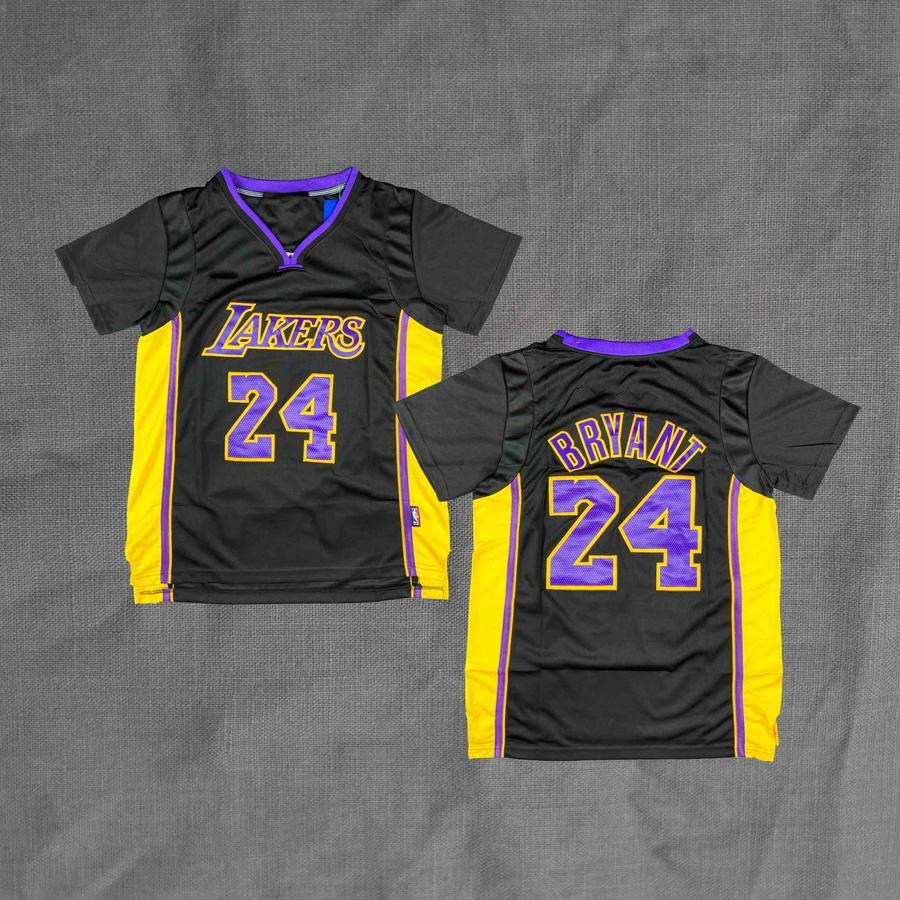 JERSEY BASKET SWINGMAN LA LAKERS KOBE BRYANT SHORTSLEEVE HITAM 24