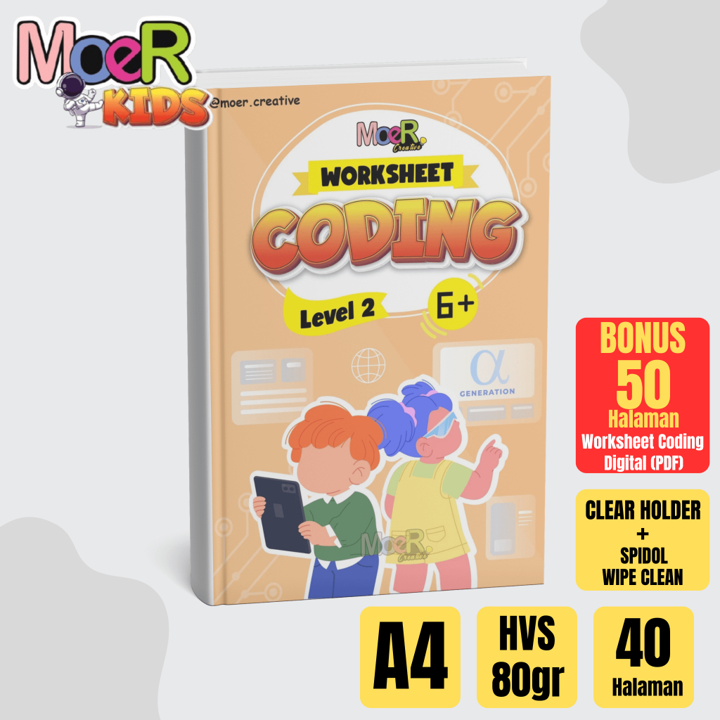 

Worksheet Coding For Kids Level 2 A4 Wipe Clean Untuk Anak Usia 5 6 7 Tahun TK SD By Moer Kids