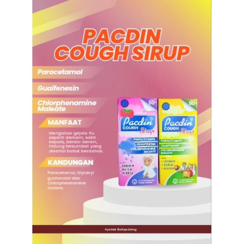 

Pacdin COUGH Sirup (demam batuk/alergi) 60ml perbotol