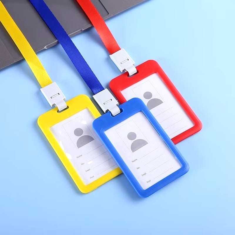 

OST Name Tag Id Card Transparant Gantungan Kartu Nama Plastik Vertical Lanyard Potrait Motif Polos Warna Warni Tanda Pengenal Bening Horizontal / Id Card Holder