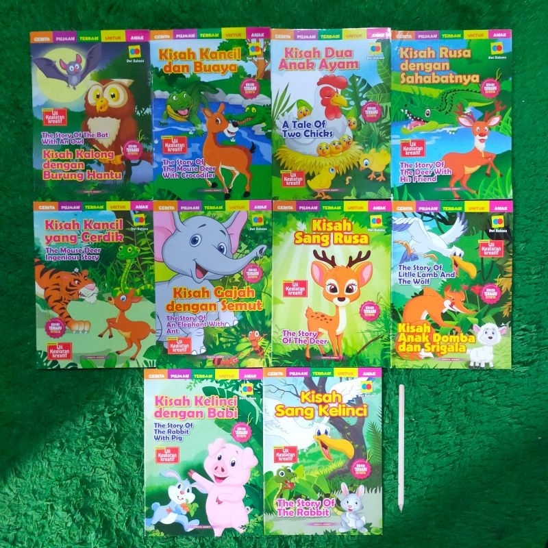 PKET ISI 10 BUKU CERITA ANAK DAN DONGENG BINATANG KISAH KALONG DENGAN BURUNG HANTU KANCIL BUDAYA DUA