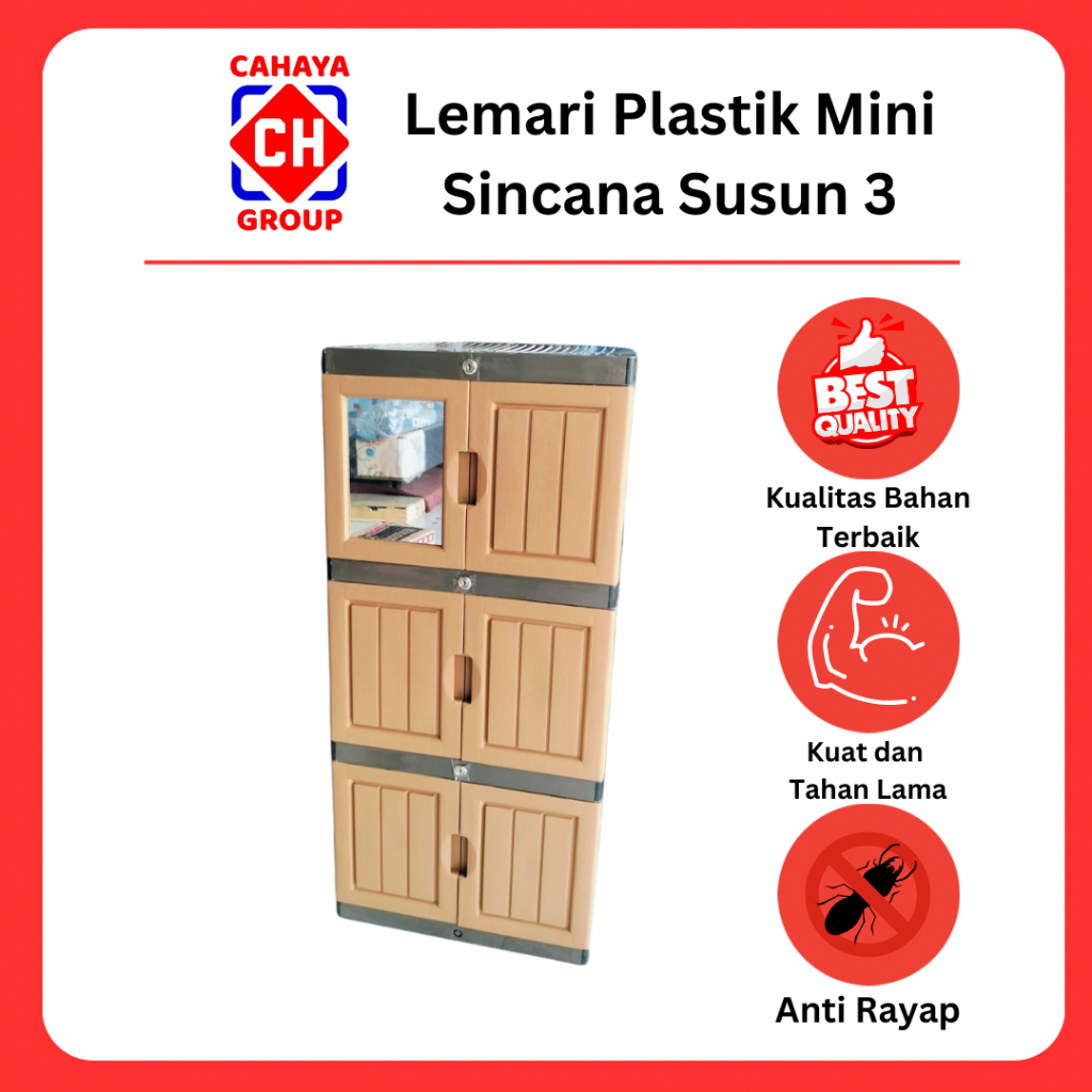 Lemari Plastik Mini Sincana Susun 3 Lemari Baju Mini Anti Rayap Tahan Lama
