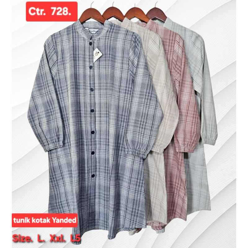 Tunik Katun Kotak Tunik Katun Motif Kotak Wanita Kekinian tunik kotak