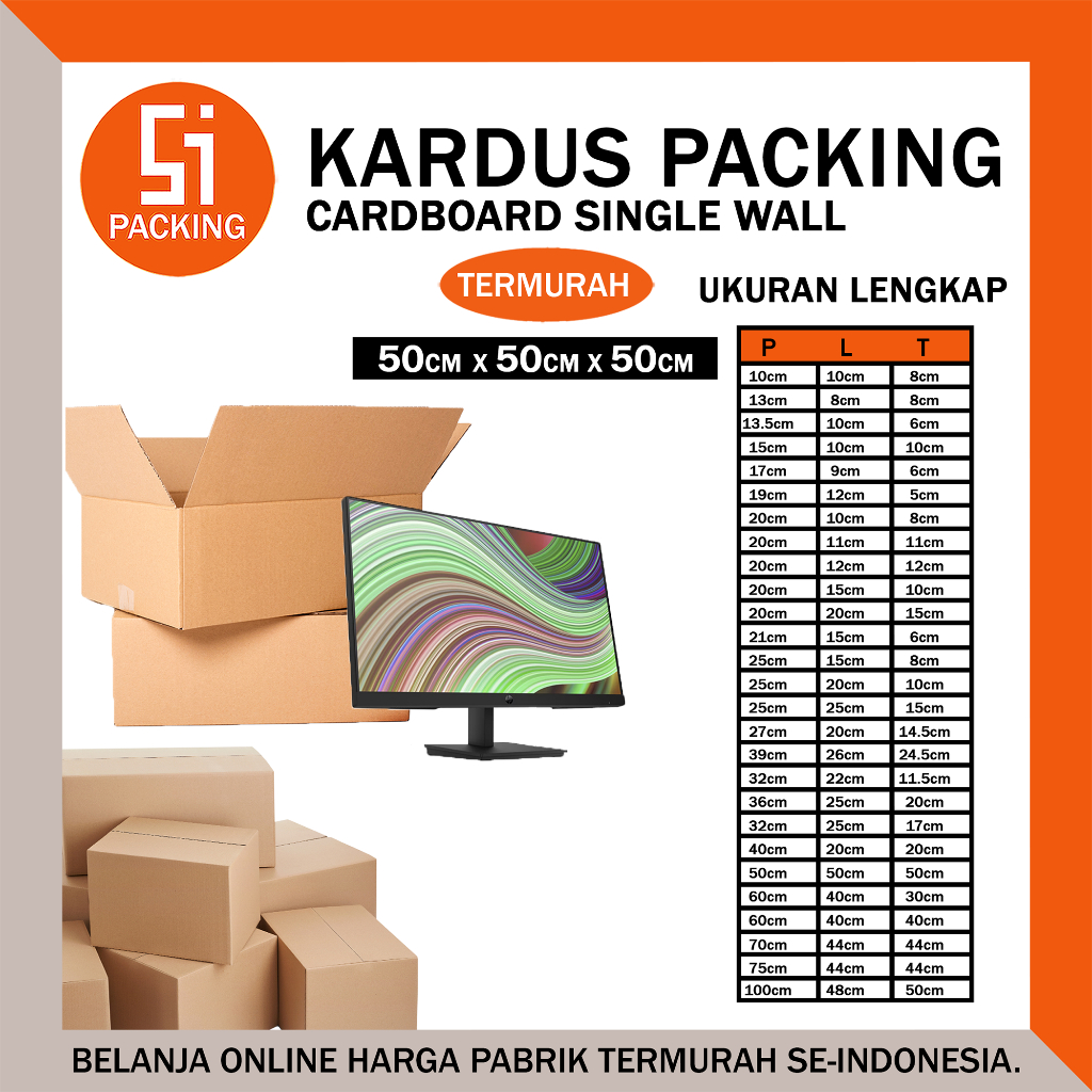 

Kardus Packing Karton Box 50x50x50 cm Dus Single Layer Coklat Polos Tebal Termurah - Rusfet 50 x 50 x 50cm