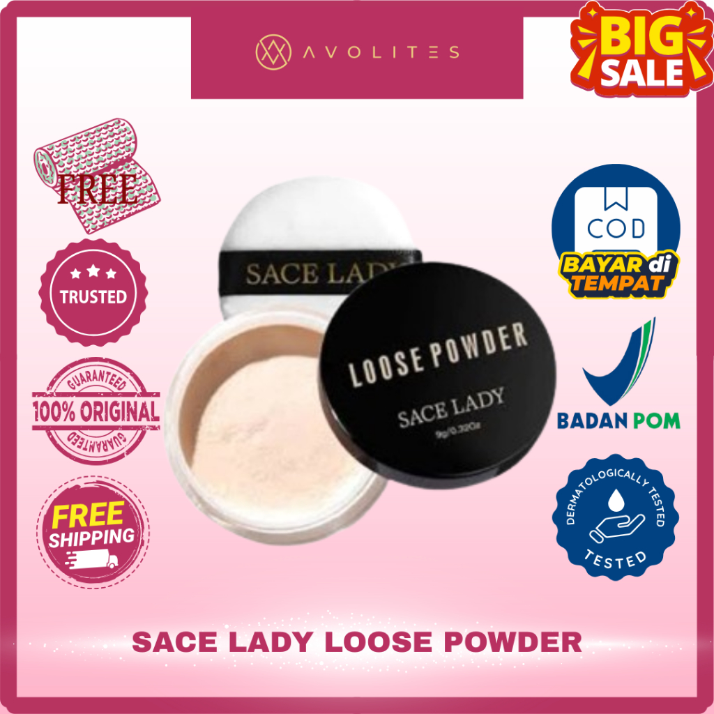 SACE LADY Bedak Tabur Tahan Air Loose Powder Oily Countrol Cocok Untuk Muka Berminyak