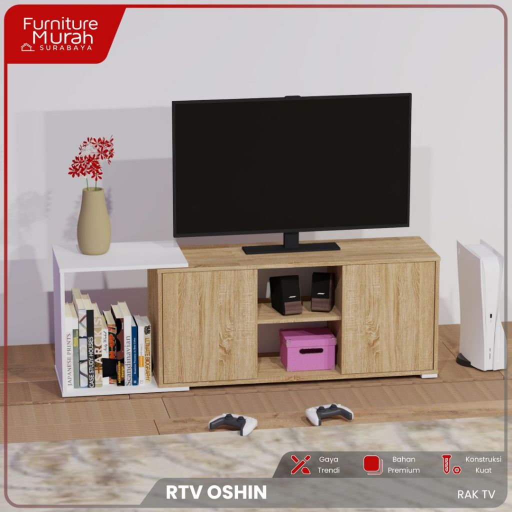 Furniture Murah Surabaya - Trenz Furniture - Oshin Rak TV 1221 Simple Minimalis Estetik