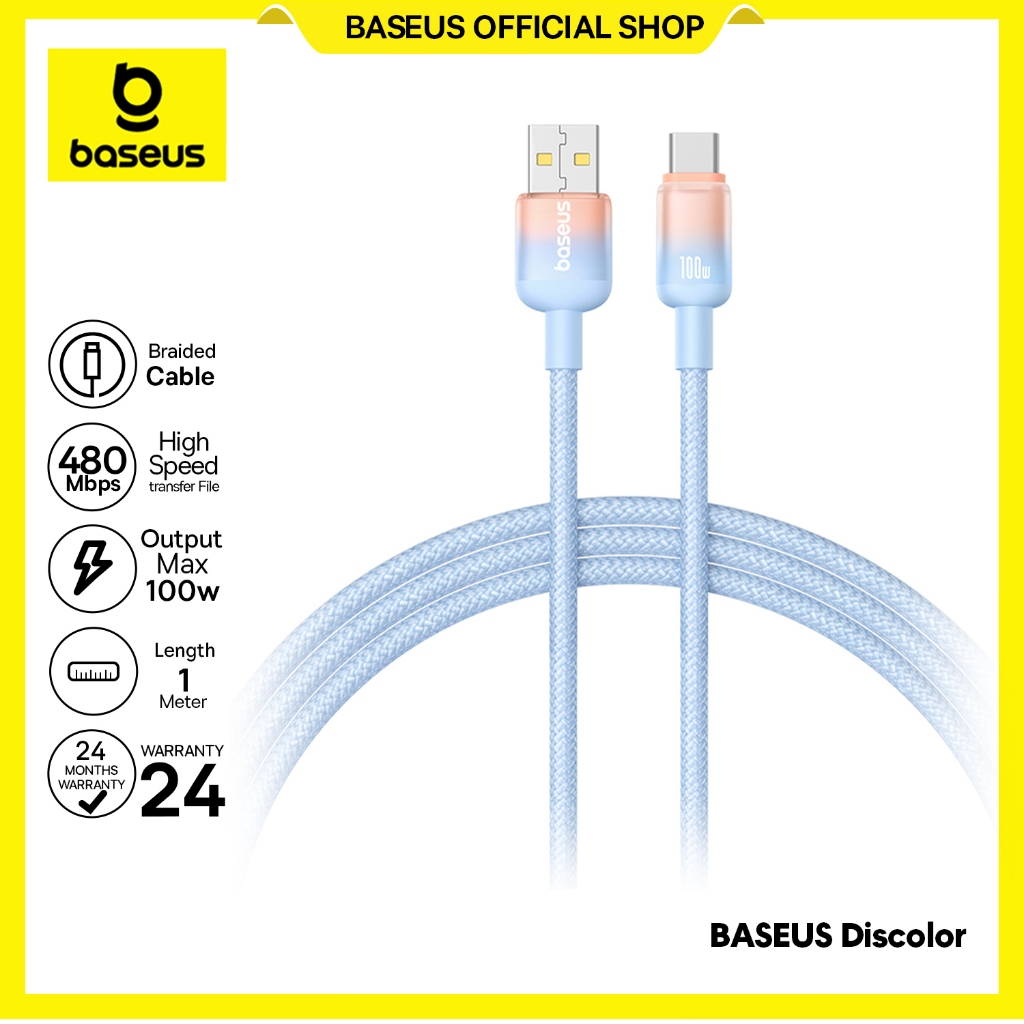 Baseus Kabel Data USB to Type-C 100W Discolor Series Fast Charging Cable Charger 1M