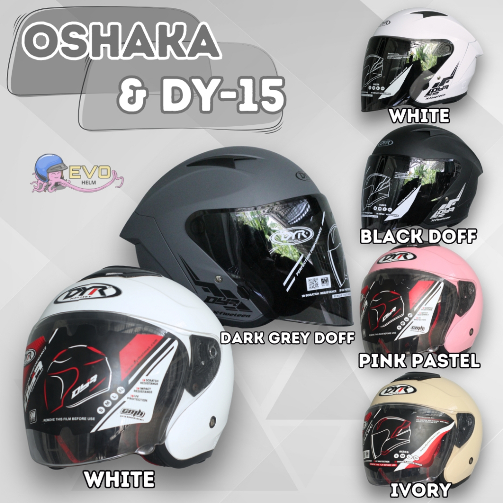 DYR HELMET OFFICIAL HELM HALF FACE PRIA & WANITA DEWASA DYR DY-15_DYR OSHAKA / DYR KYOTO ORIGINAL