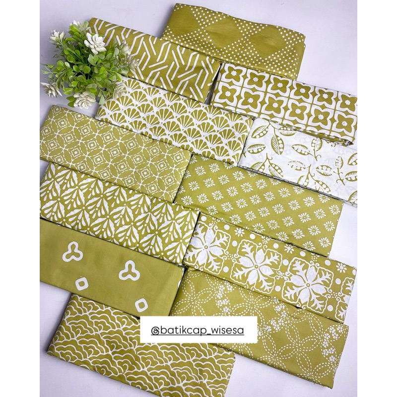 Kain Batik Cap Garutan warna Hijau Lemon