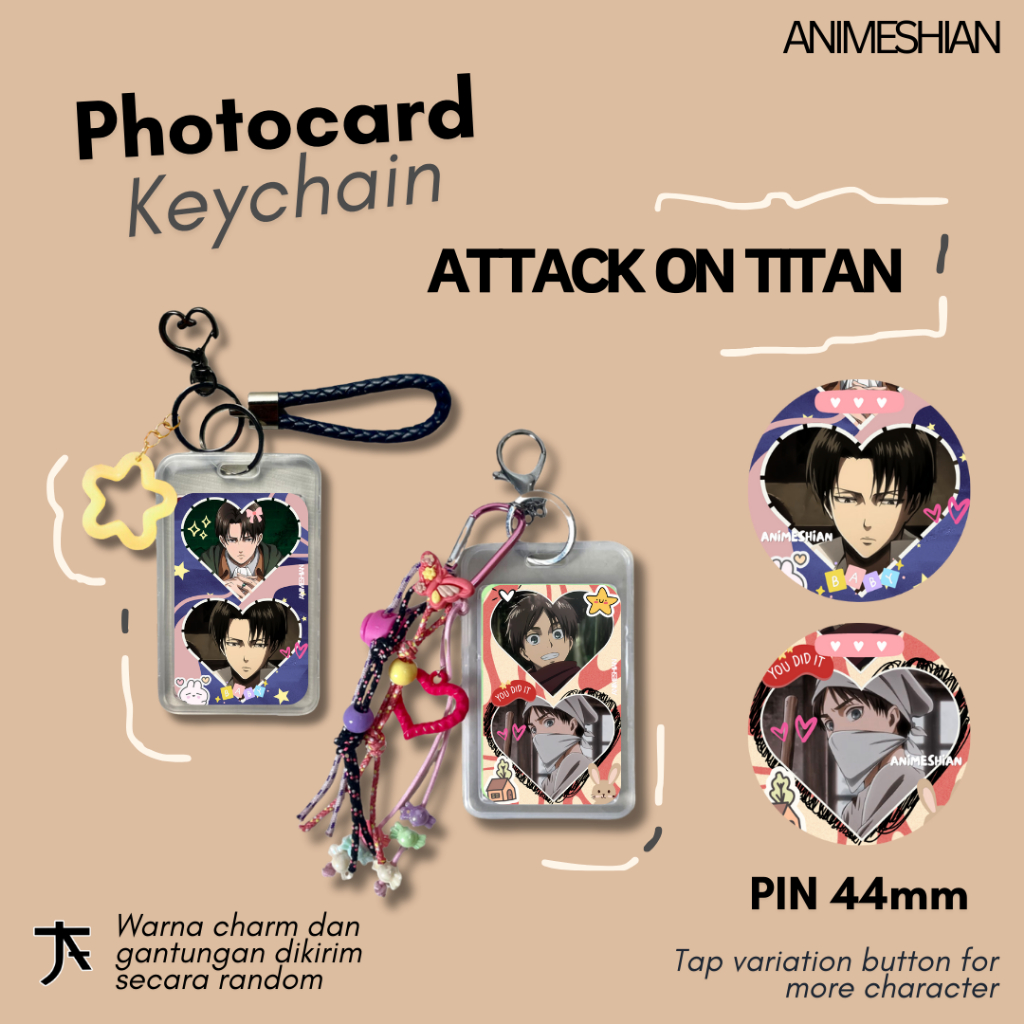 Photocard Keychain Attack on Titan - ANIMESHIAN - Gantungan Kunci, Keychain, Photo Card Anime AOT