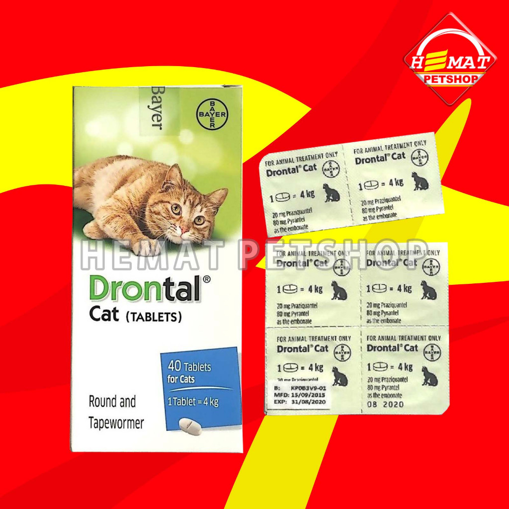 Drontal Cat 1 Tablet / Obat Cacing Kucing / Tablet