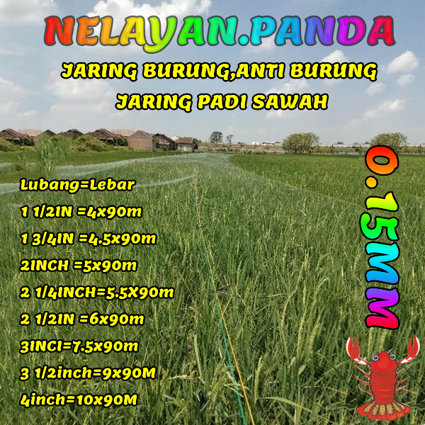 Jaring burung sawah panjang 100yds jaring burung pipit jaring burung emprit jaring padi 0.15mm panja