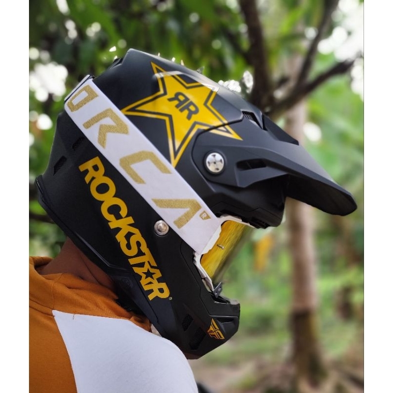 Helm Cross Fly Formula CC Rockstar Edition + Goggle Orca Bekas (Seken)