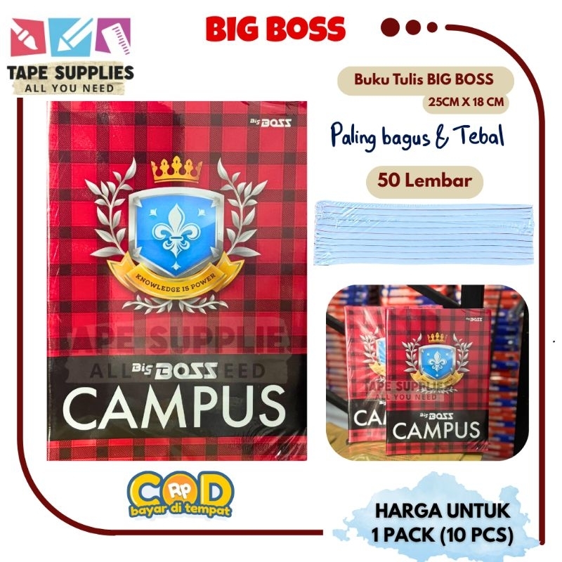 

(10 Pcs) Buku Tulis BIG BOSS KAMPUS 50 LEMBAR / UKURAN BOXY PANJANG JunDW