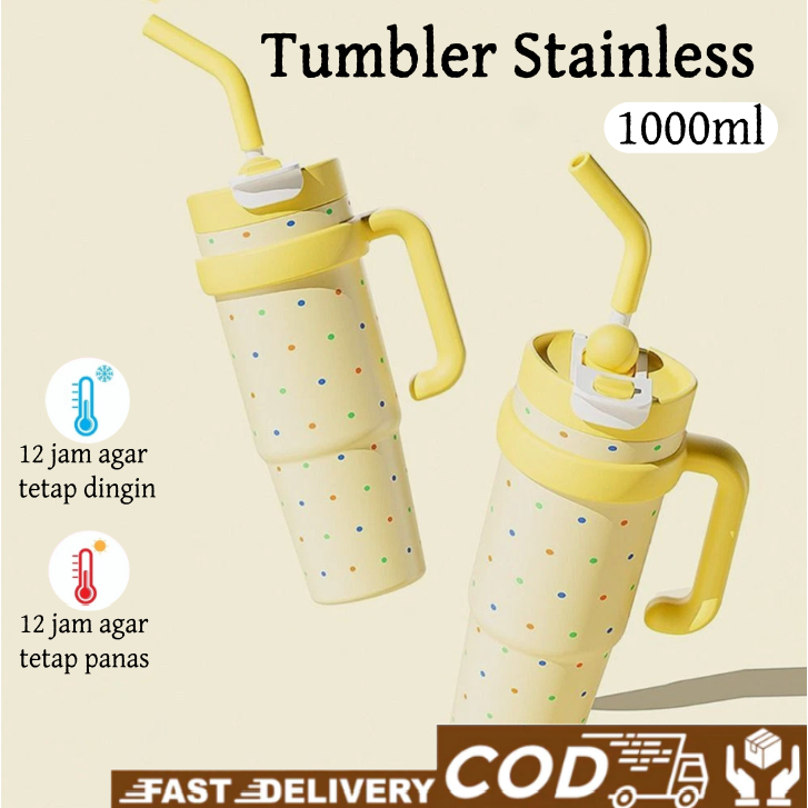 【COD】Gelas Tumbler Stainless Vacuum 1000ml Portable Thermos Botol Minum Besar Mug Bar Es Kapasitas B