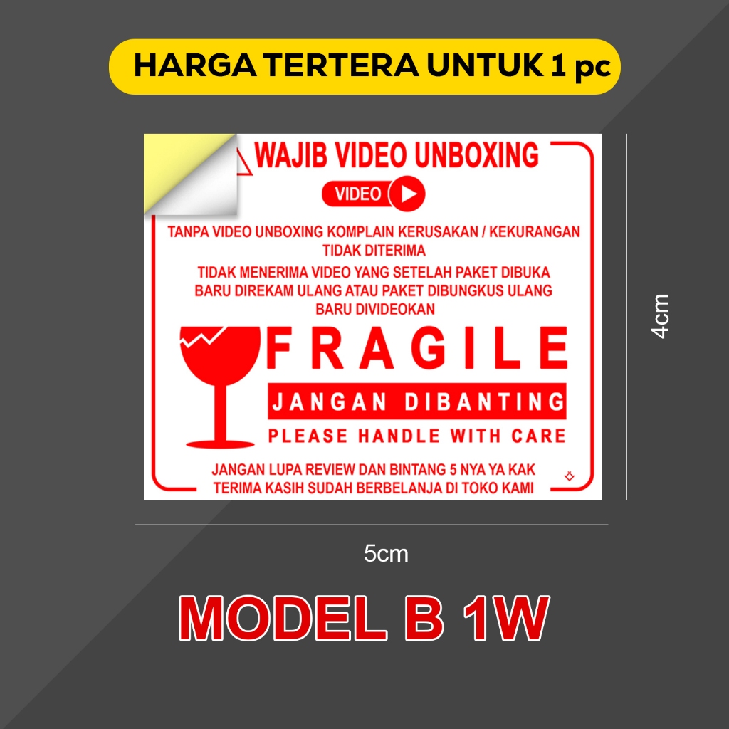 

SATUAN Sticker Video Unboxing B1W / Sticker Fragile Pecah Belah