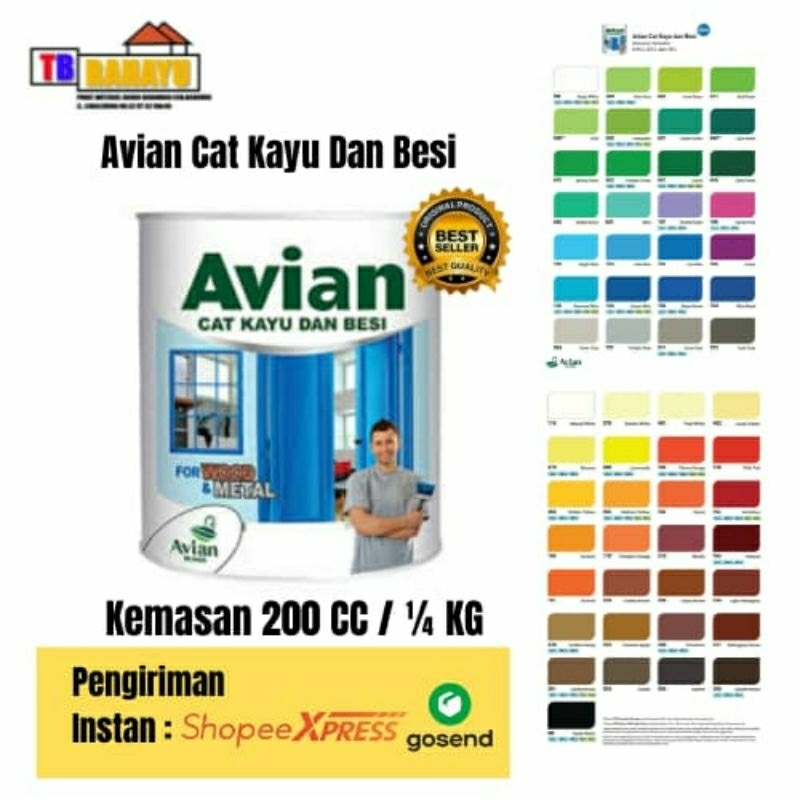 Avian Cat Kayu Besi 200 cc, Cat Kayu Besi Avian ¼ kg