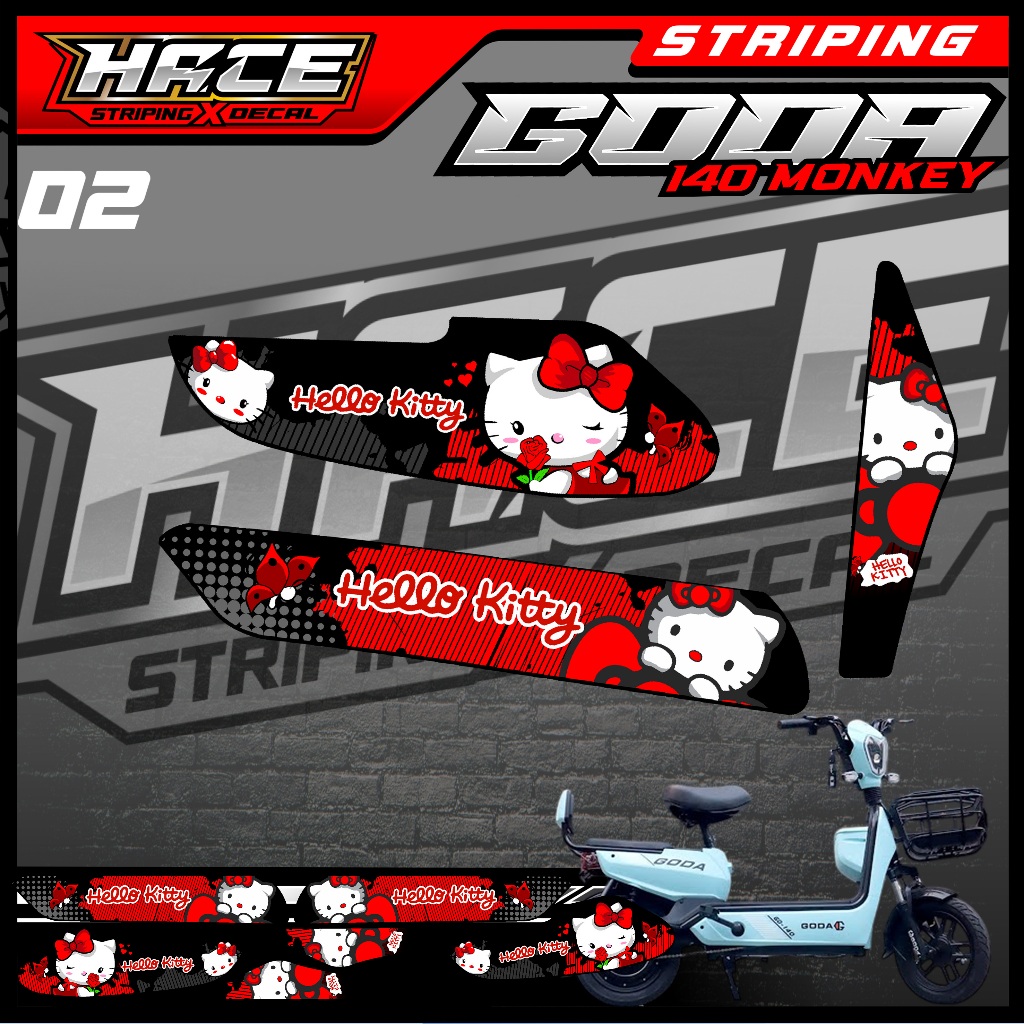 847 STRIPING STICKER SEPEDA LISTRIK GODA - STRIPING STICKER SEPEDA LISTRIK GODA HELLO KITTY