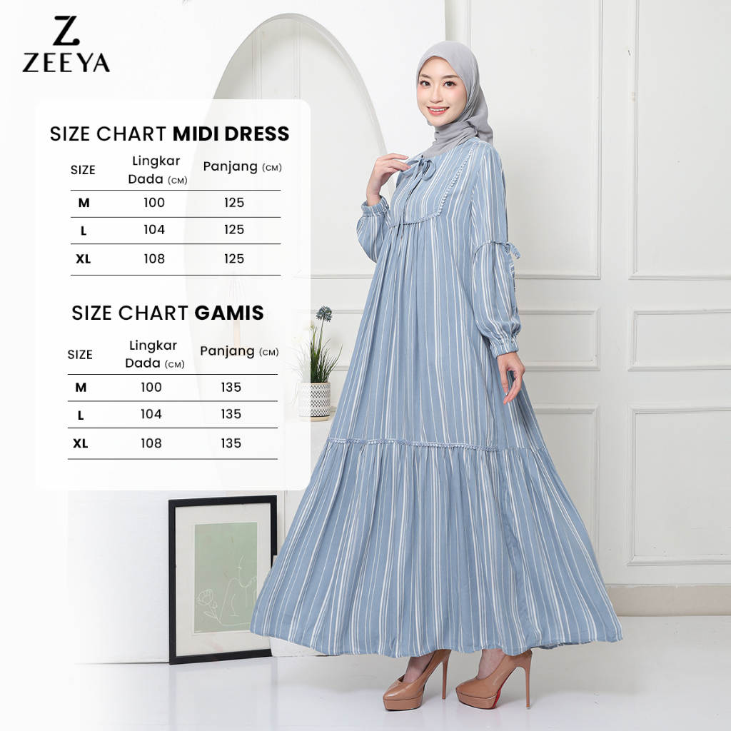 BEST SELLER Zeeya Collection Adelia Gamis Midi Dress Baju Gamis Syari Wanita Bahan Rayon Premium