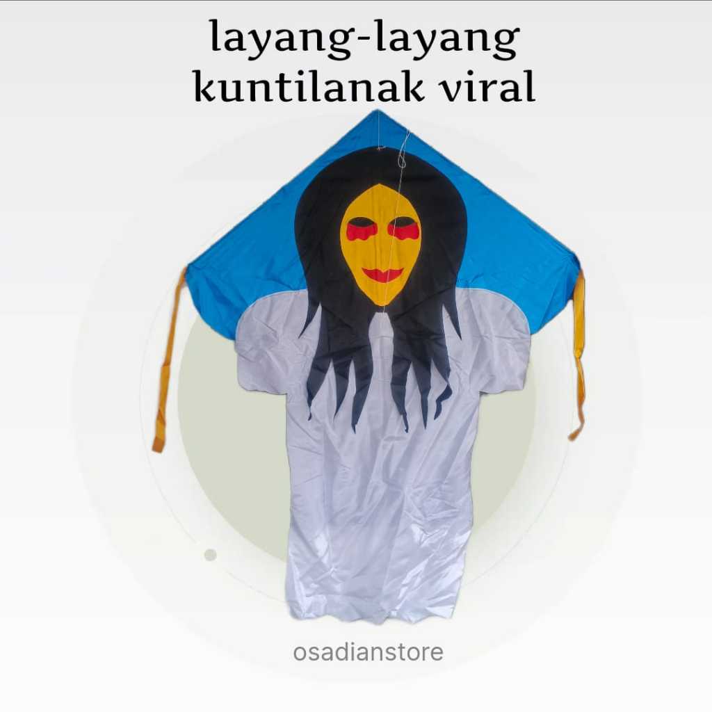 mainan anak-anak layang - layang motif kuntilanak kain
