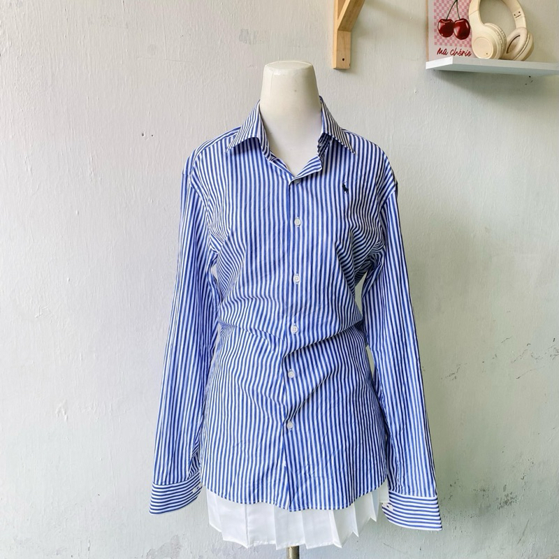 kemeja olop bergaris