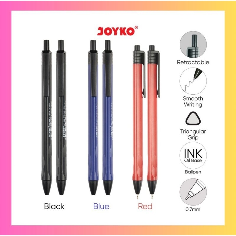 

Pulpen Joyko Vocus BP-338 Hitam / Pen Cetekan Lancip 0.7mm Per Pack ( 12 pcs )