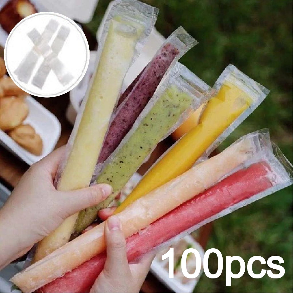 URFALAH_JATI - 100 PCS PLASTIK ES LILIN KLIP - ES MAMBO, ES KRIM, POUCH PANJANG PLASTIK KLIP