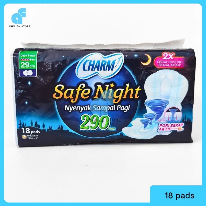 Pembalut charm safe night 29cm, 35cm