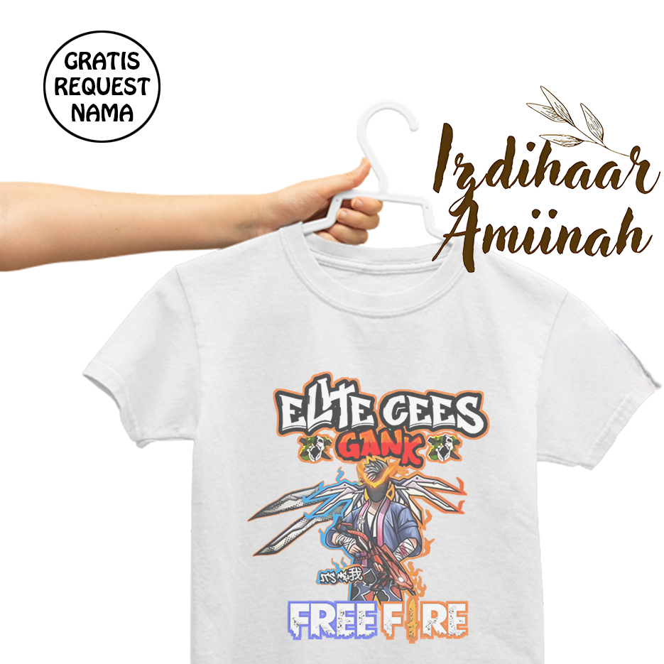 Kaos Anak Free Fire Skin Senjata – Bisa Custom Nama | IZDIHAAR AMIINAH