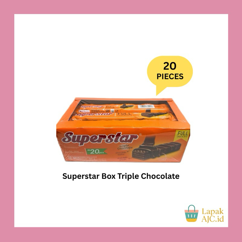 

Superstar Box Triple Chocolate isi 20 Pcs Coklat Wafer Biskuit Manis Cemilan