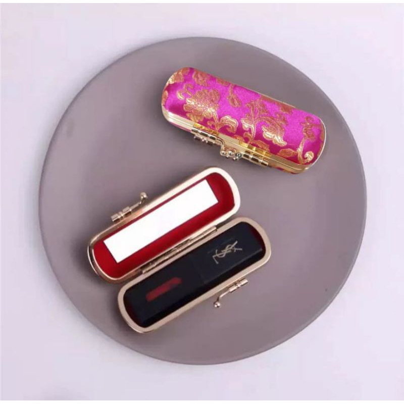 Kotak Tempat Penyimpanan Perhiasan Dompet Penyimpanan Lipstik Dilengkapi cermin Warna Pink Fuschia