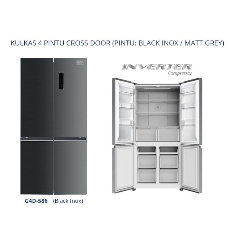 Kulkas 4 Pintu Inverter Side by Side GEA G4D-586 / Home Refrigerator Side by Side 586 Liter GEA G4D 