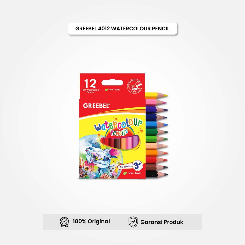 

Pensil Warna Half Water Colour (4012) 12 Warna / Water Color Pencil GREEBEL