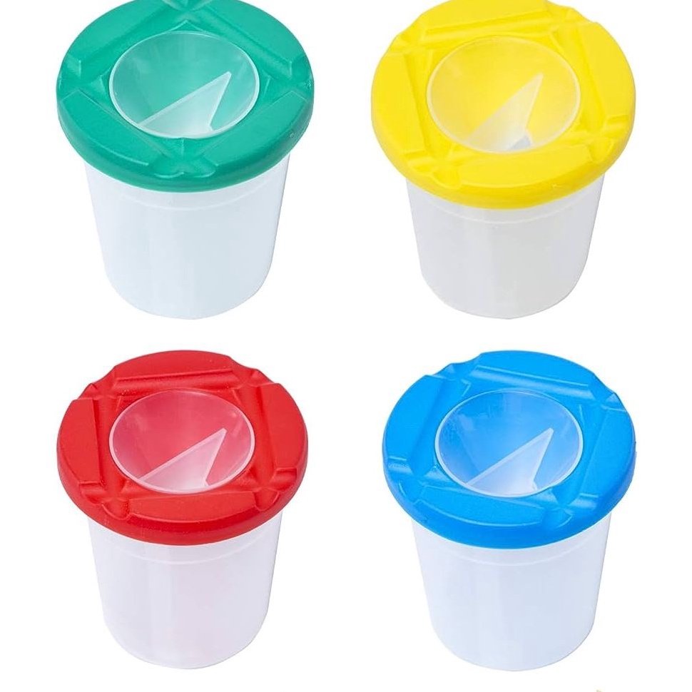 

KODE M57R Kiedler Kids Paint Cup for Brush Spill Proof Cups Set of 4 Tempat Kuas Anti Tumpah