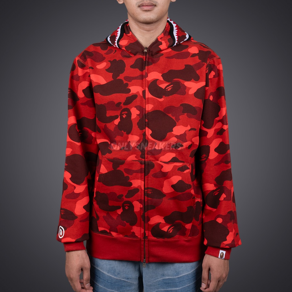 BAPE RED CAMO SHARK FULL ZIP HOODIE