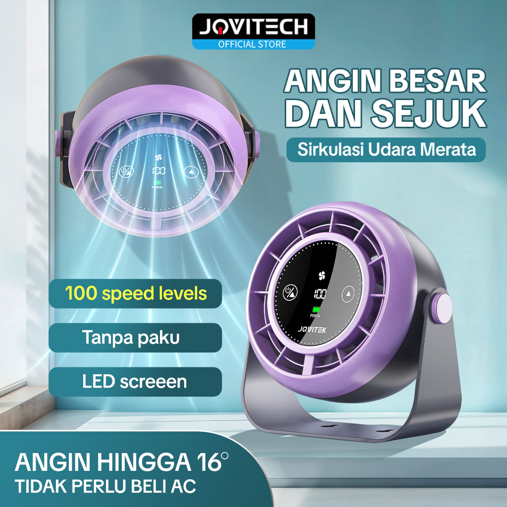 (TERBARU 2025) Jovitech FN35 Kipas Portable Desktop Mini Fan USB Kipas Angin LED Touch Screen 105° R