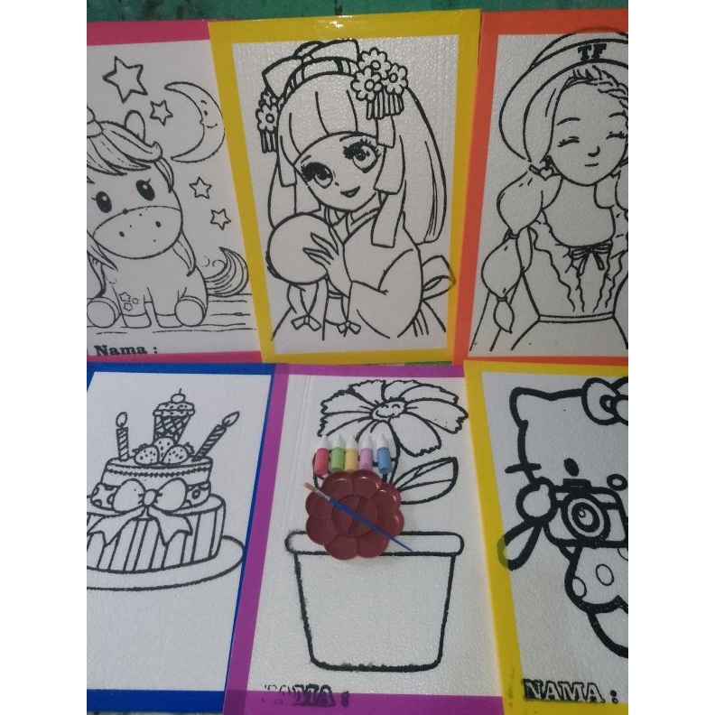 

KODE I57J paket 6 pics cat 5 warna palet cat kuas lukis sterofoam double