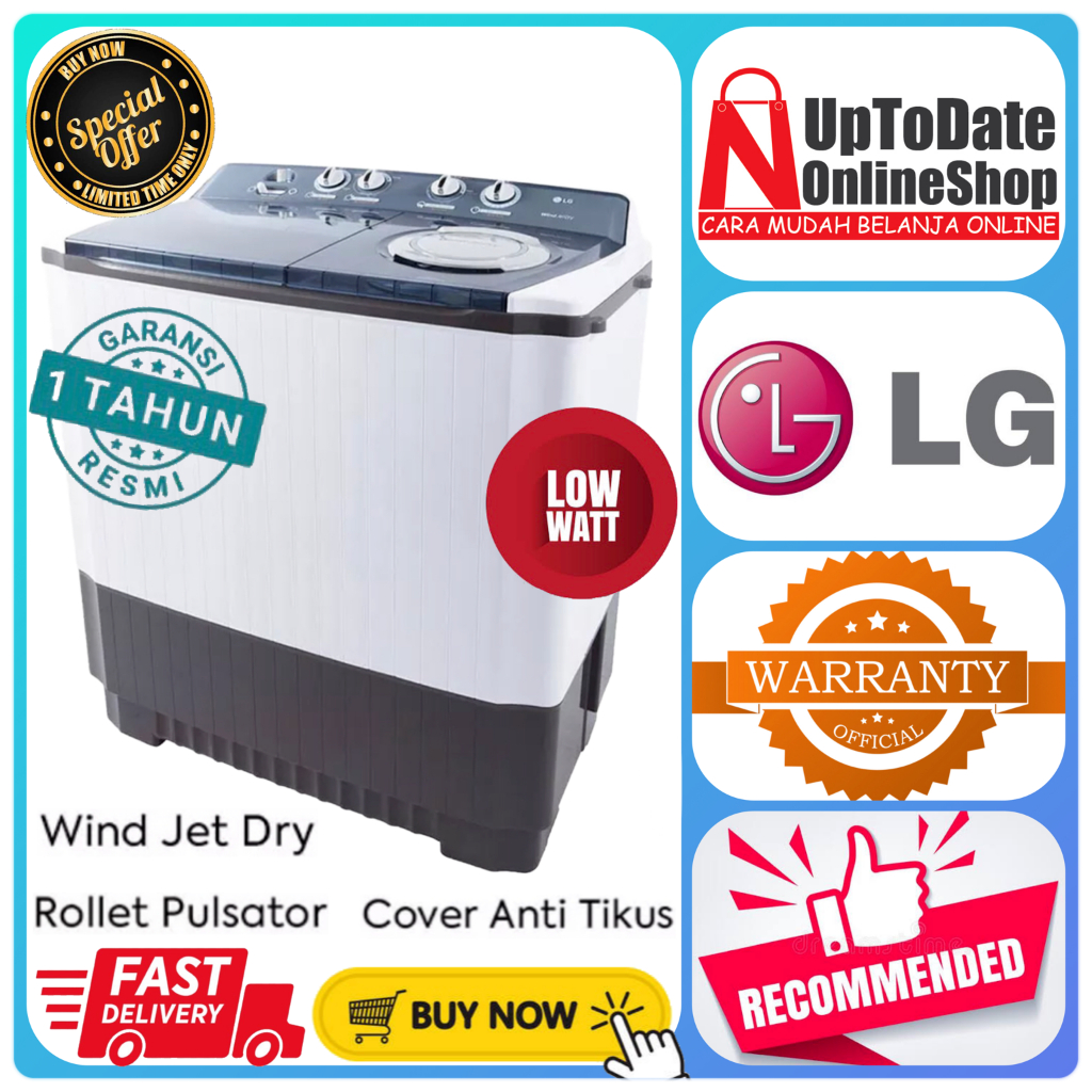 MESIN CUCI LG P1000RT P1000RTM TWIN TUB LG 10KG SUPER ROLLER JET PULSATOR 2 TABUNG LG MESIN CUCI 10K