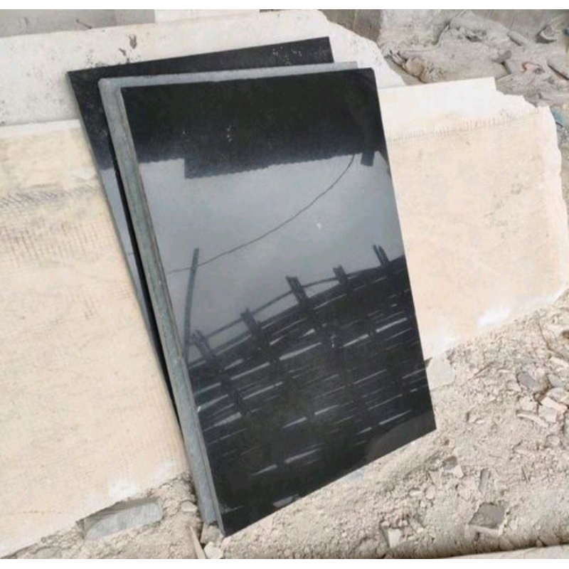 lembaran batu granit hitam glosy