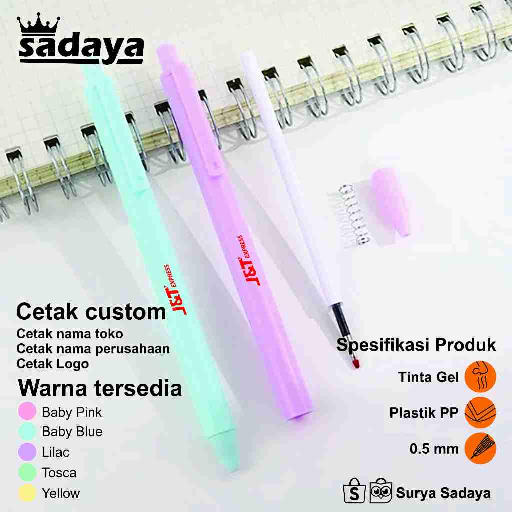 

Pulpen Pastel Custom logo Print UV Cetak Bolpoin Gel 0.5mm Pena Custom